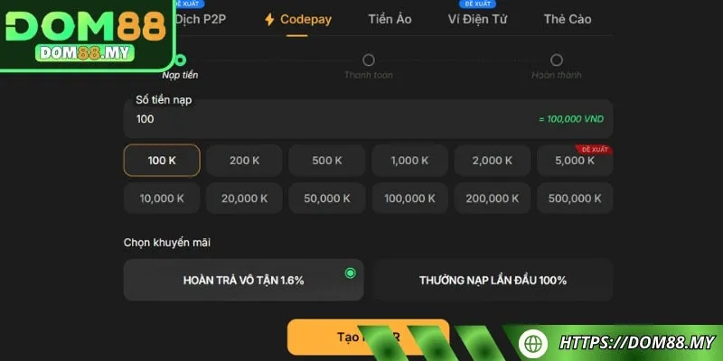 Hướng dẫn nạp tiền DOM88 chi tiết, an toàn và hiệu quả