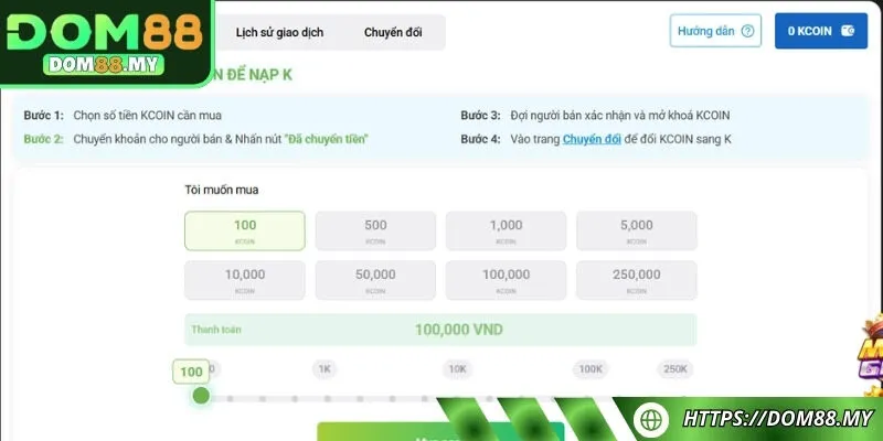 Hình thức rút tiền DOM88 qua P2P