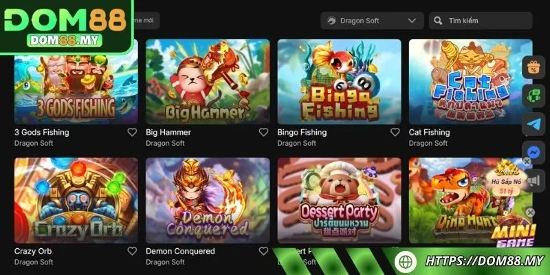 Sảnh bắn cá DOM88 kết hợp cùng Dragon Soft phát triển game